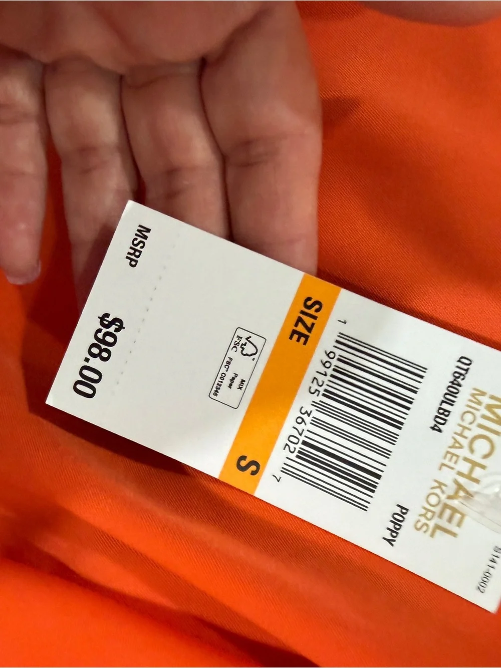 Michael Kors Vibrant Orange Short-Sleeve Button-Down Blouse